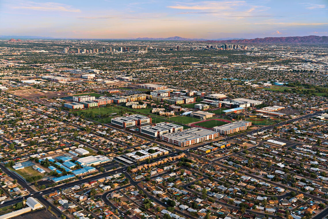 Aerial view of GCU Campus in the heart of Phoenix