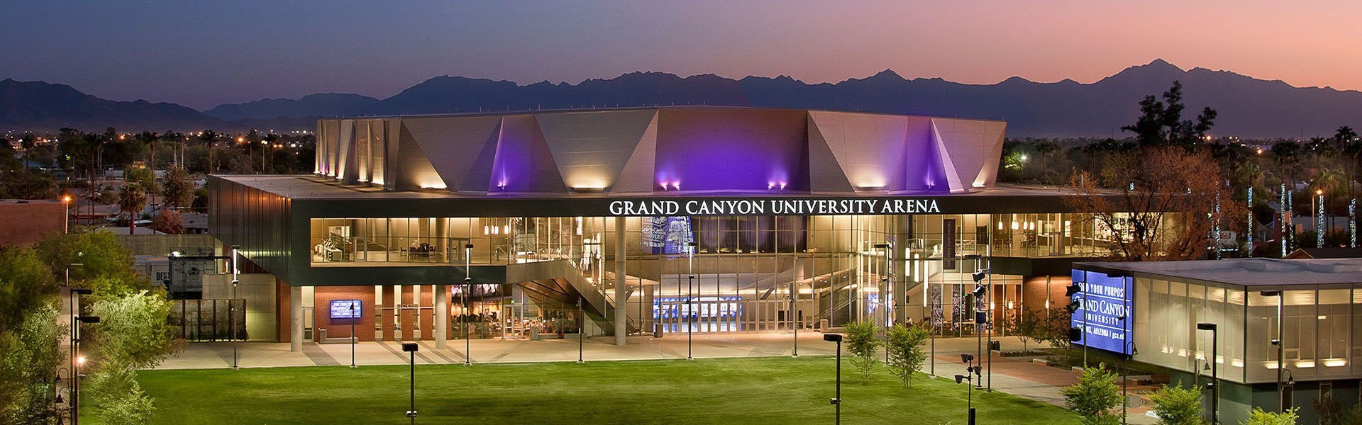 Aerial view of GCU Arena on the GCU Campus in Phoenix, AZ.