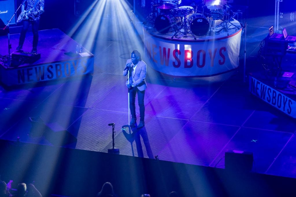 Band Newboys performing at the GCU Arena.